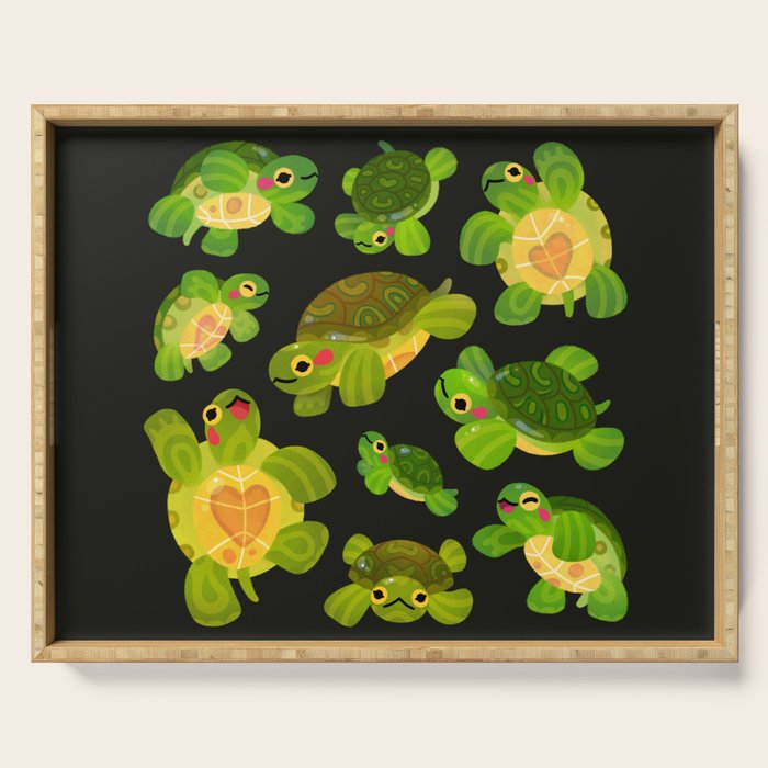 Red-eared slider (dark) Serving Tray Gallery Image 1