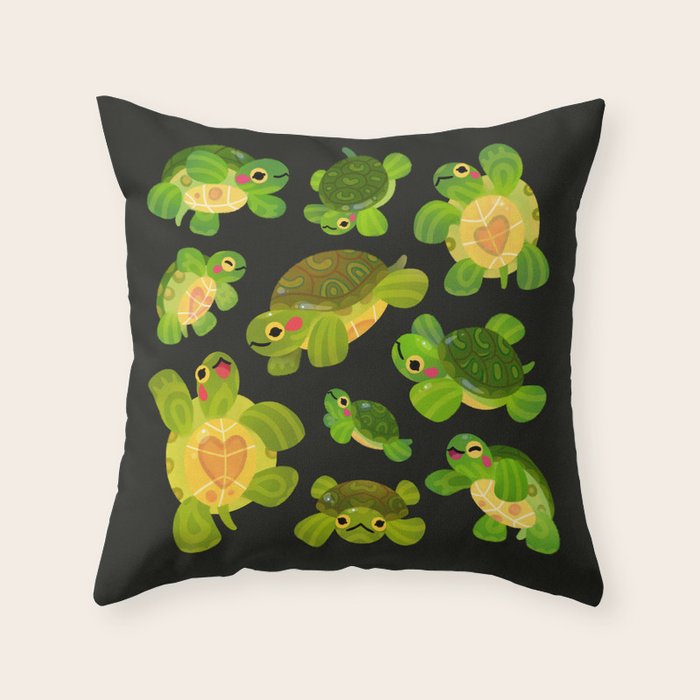 Red-eared slider (dark) Throw Pillow Gallery Image 6