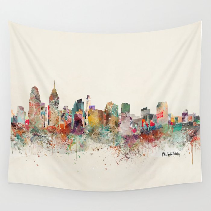 philadelphia skyline Wall Tapestry Gallery Image 1