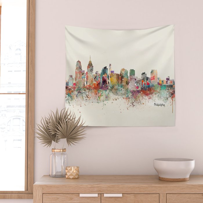 philadelphia skyline Wall Tapestry Gallery Image 2