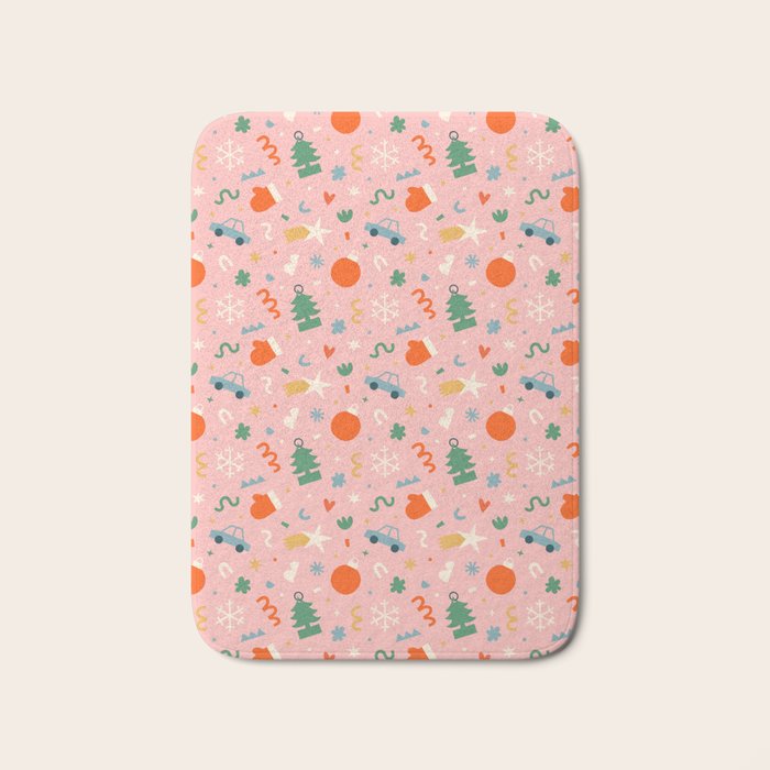 Retro christmas decoration art pattern Bath Mat Gallery Image 1