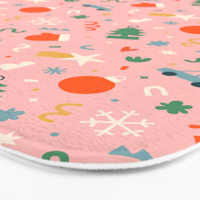 Retro christmas decoration art pattern Bath Mat Gallery Image 3