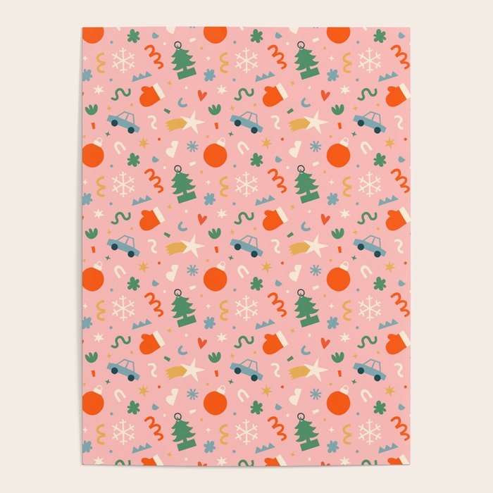 Retro christmas decoration art pattern Poster Gallery Image 1