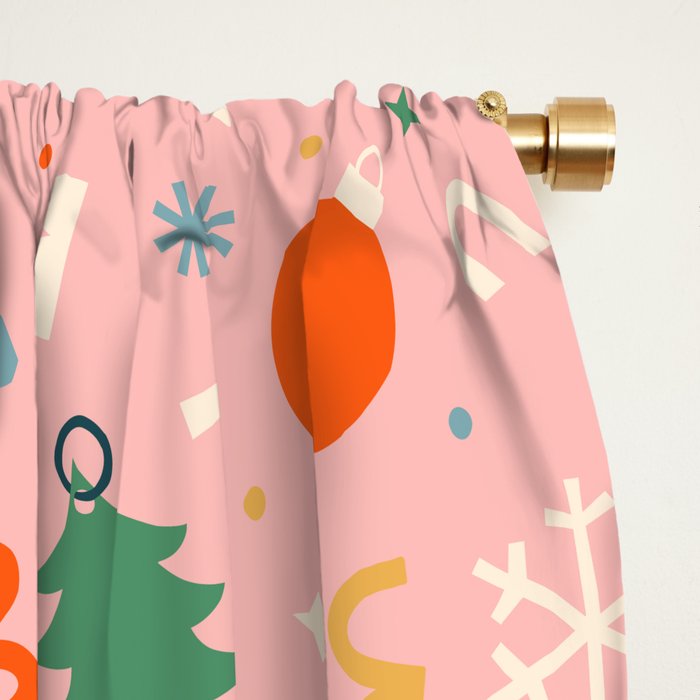 Retro christmas decoration art pattern Window Curtain Gallery Image 2