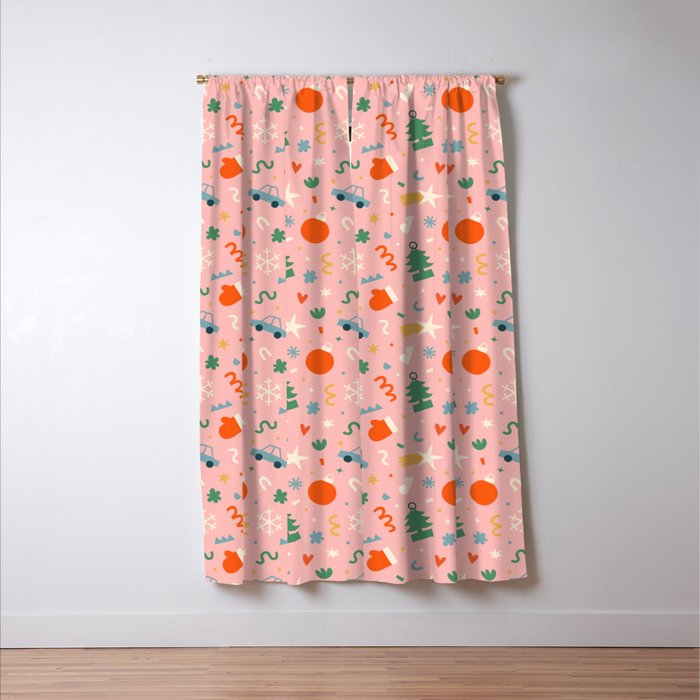 Retro christmas decoration art pattern Window Curtain Gallery Image 3