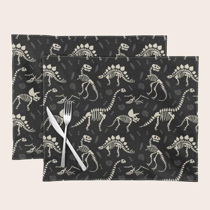 Dinosaur Fossils on Black Placemat Gallery Image 1