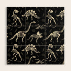 Dinosaur Fossils on Black Wood Wall Art Gallery Image 1