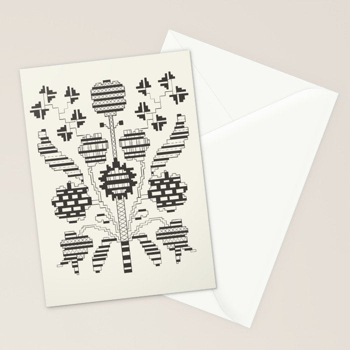 graphic floral ornament tree-flower Stationery Card Gallery Image 2