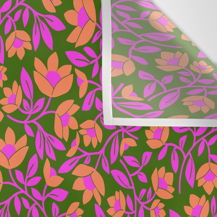 Tropical Blooms Pattern - Green Wall Tapestry Gallery Image 3