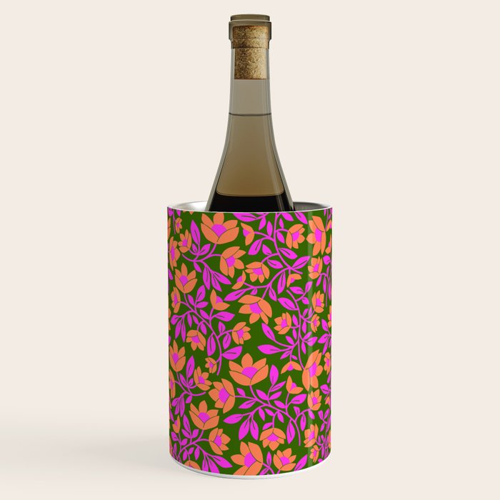Tropical Blooms Pattern - Green Wine Chiller Gallery Image 3
