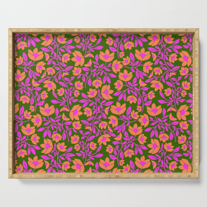 Tropical Blooms Pattern - Green Serving Tray Gallery Image 1