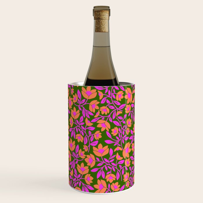 Tropical Blooms Pattern - Green Wine Chiller Gallery Image 2