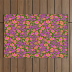 Tropical Blooms Pattern - Green Outdoor Rug Gallery Image 1
