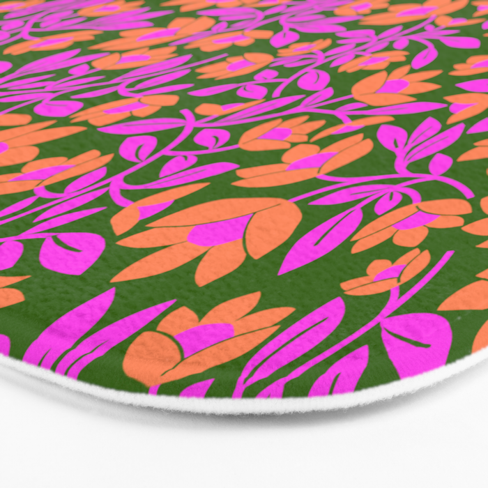 Tropical Blooms Pattern - Green Bath Mat Gallery Image 3