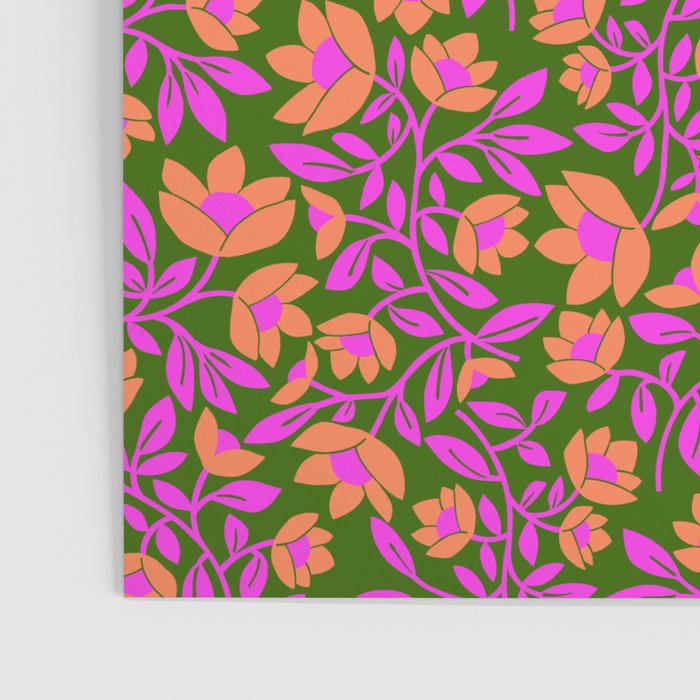 Tropical Blooms Pattern - Green Poster Gallery Image 3