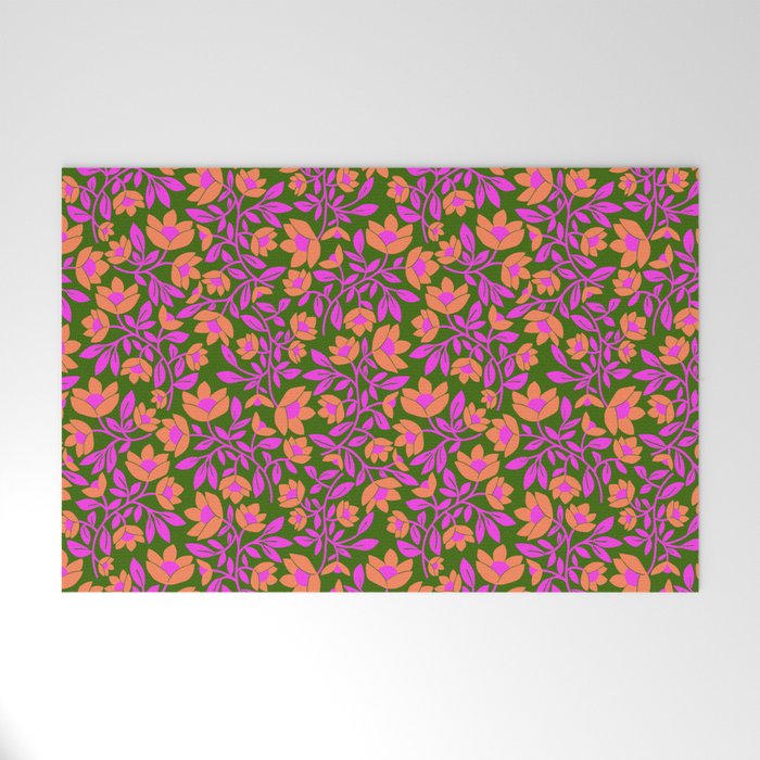 Tropical Blooms Pattern - Green Welcome Mat Gallery Image 1