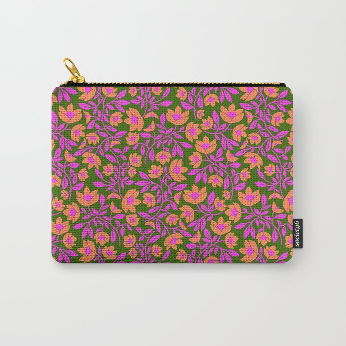 Tropical Blooms Pattern - Green Carry All Pouch Gallery Image 1