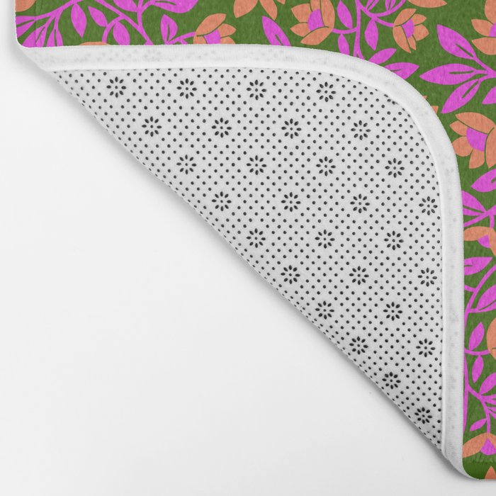 Tropical Blooms Pattern - Green Bath Mat Gallery Image 2