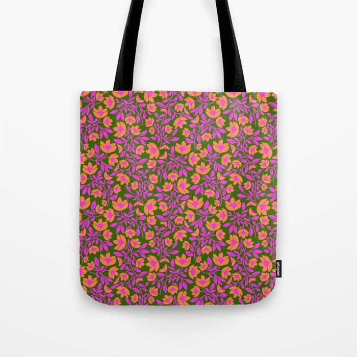 Tropical Blooms Pattern - Green Tote Bag Gallery Image 1