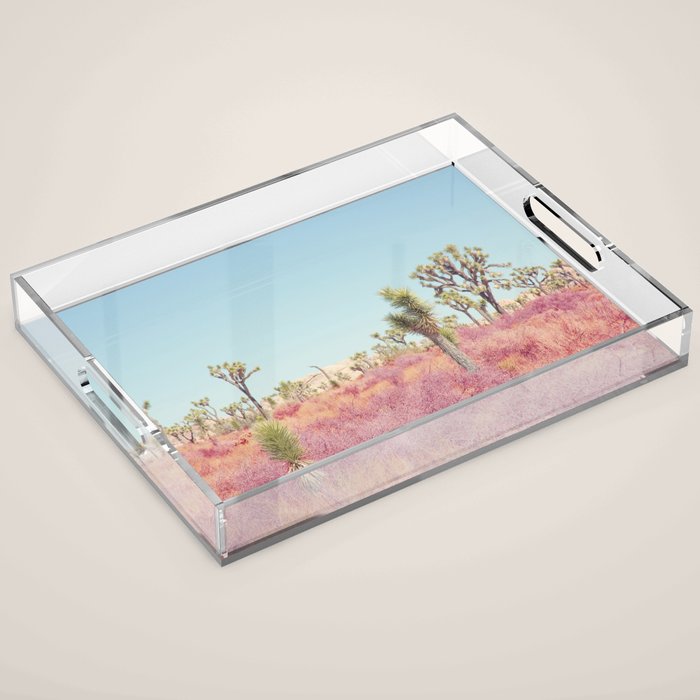 Surreal Pink Desert - Joshua Tree Landscape Photography Acrylic Tray Gallery Image 1