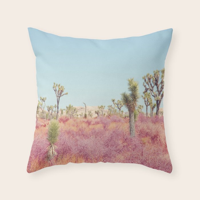 Surreal Pink Desert - Joshua Tree Landscape Photography Throw Pillow Gallery Image 6