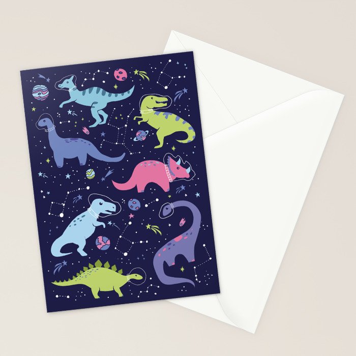 Dinosaurs in Space Stationery Card Gallery Image 2