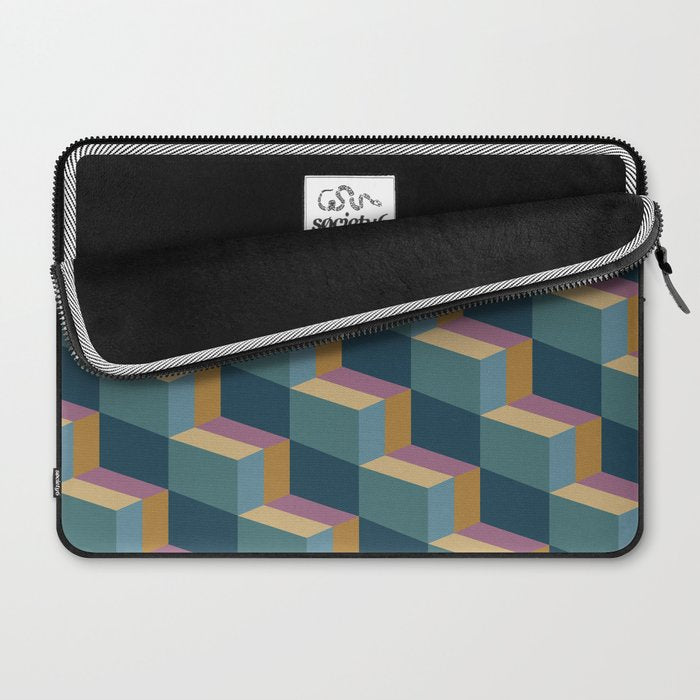 Cuboid Mid Century Abstract Shapes Pattern II Laptop Sleeve Gallery Image 2