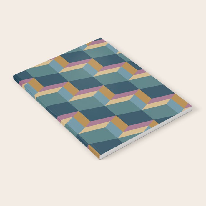 Cuboid Mid Century Abstract Shapes Pattern II Notebook Gallery Image 2