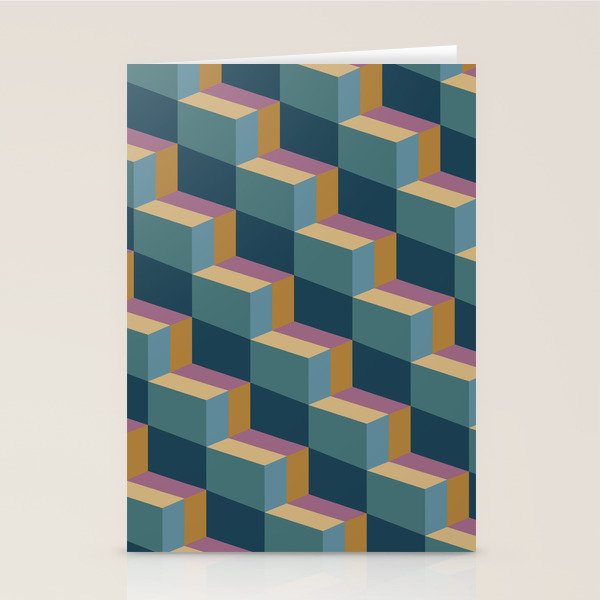 Cuboid Mid Century Abstract Shapes Pattern II Stationery Card Gallery Image 1