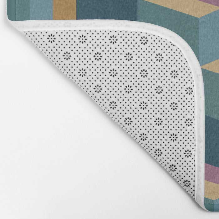 Cuboid Mid Century Abstract Shapes Pattern II Bath Mat Gallery Image 2