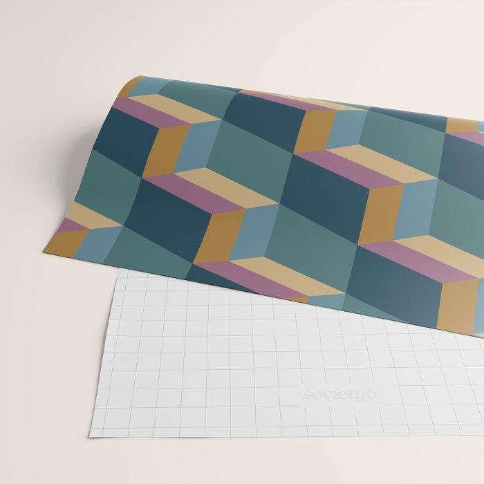 Cuboid Mid Century Abstract Shapes Pattern II Wrapping Paper Gallery Image 2