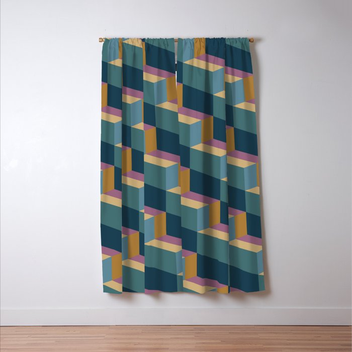 Cuboid Mid Century Abstract Shapes Pattern II Window Curtain Gallery Image 3