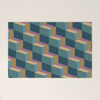 Cuboid Mid Century Abstract Shapes Pattern II Welcome Mat Gallery Image 1