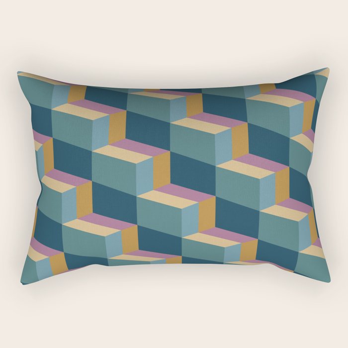 Cuboid Mid Century Abstract Shapes Pattern II Rectangular Pillow Gallery Image 1