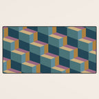 Cuboid Mid Century Abstract Shapes Pattern II Desk Mat Gallery Image 3
