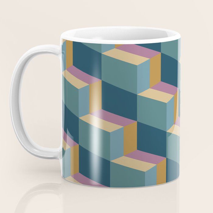 Cuboid Mid Century Abstract Shapes Pattern II Coffee Mug Gallery Image 3