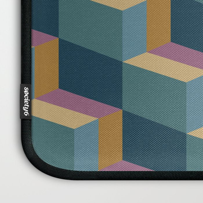 Cuboid Mid Century Abstract Shapes Pattern II Laptop Sleeve Gallery Image 3