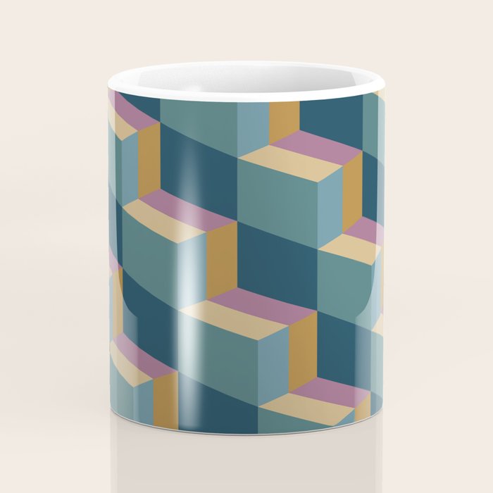 Cuboid Mid Century Abstract Shapes Pattern II Coffee Mug Gallery Image 4