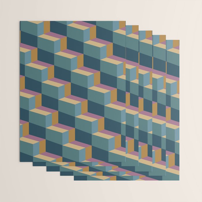 Cuboid Mid Century Abstract Shapes Pattern II Wrapping Paper Gallery Image 3