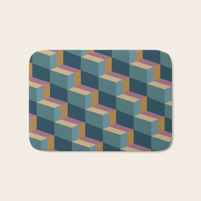 Cuboid Mid Century Abstract Shapes Pattern II Bath Mat Gallery Image 1