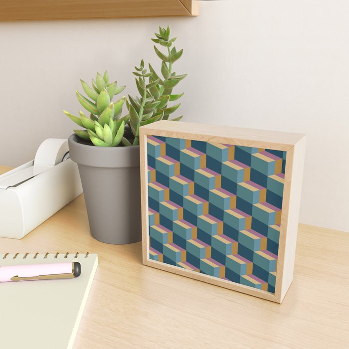 Cuboid Mid Century Abstract Shapes Pattern II Mini Art Print Gallery Image 2
