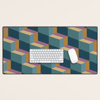 Cuboid Mid Century Abstract Shapes Pattern II Desk Mat Gallery Image 1