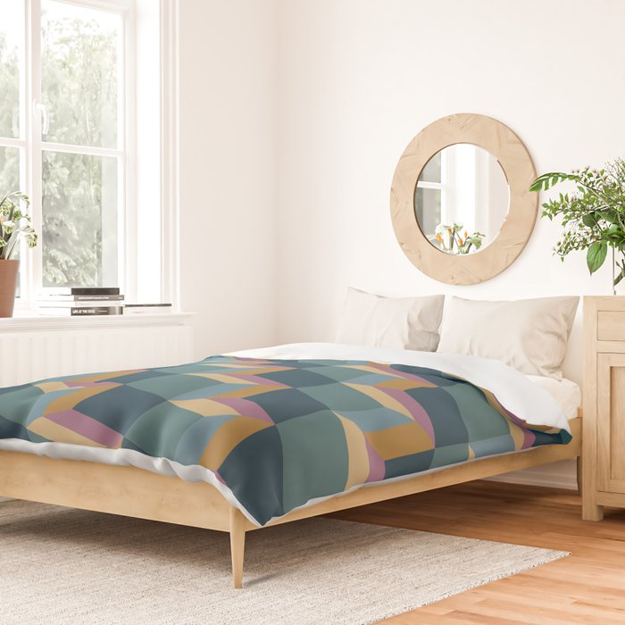 Cuboid Mid Century Abstract Shapes Pattern II Duvet Cover Gallery Image 2