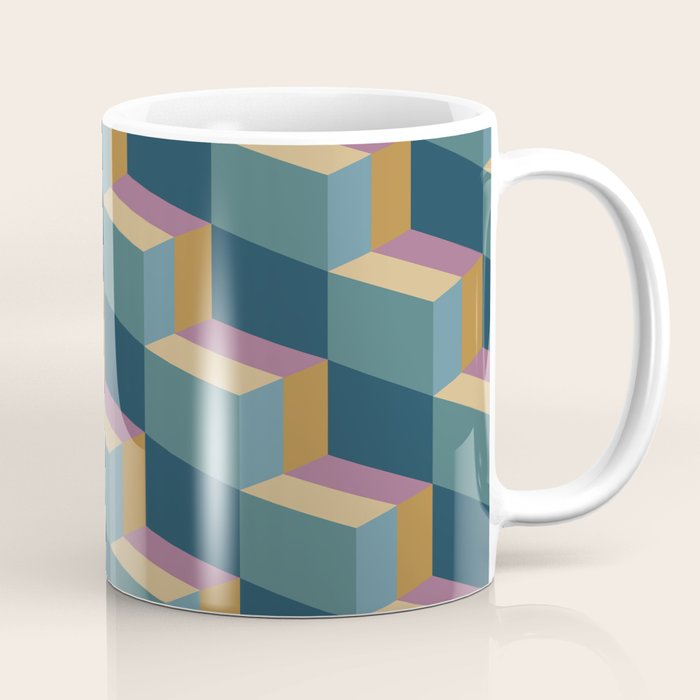 Cuboid Mid Century Abstract Shapes Pattern II Coffee Mug Gallery Image 1
