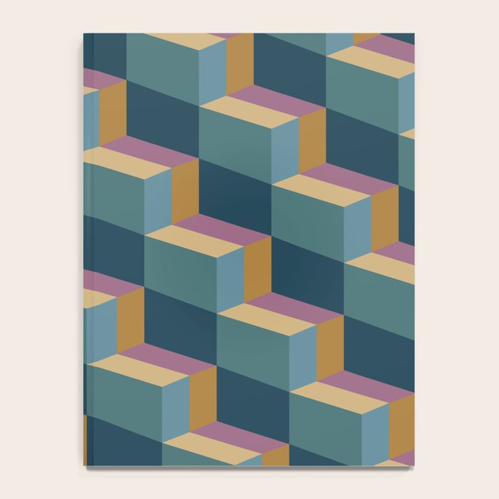 Cuboid Mid Century Abstract Shapes Pattern II Notebook Gallery Image 4