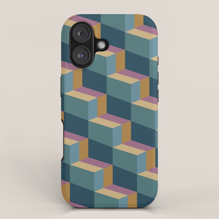 Cuboid Mid Century Abstract Shapes Pattern II iPhone Case Gallery Image 1