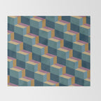 Cuboid Mid Century Abstract Shapes Pattern II Throw Blanket Gallery Image 2