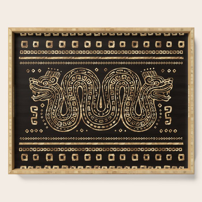 Aztec Double Headed Serpent Deity Serving Tray Gallery Image 1
