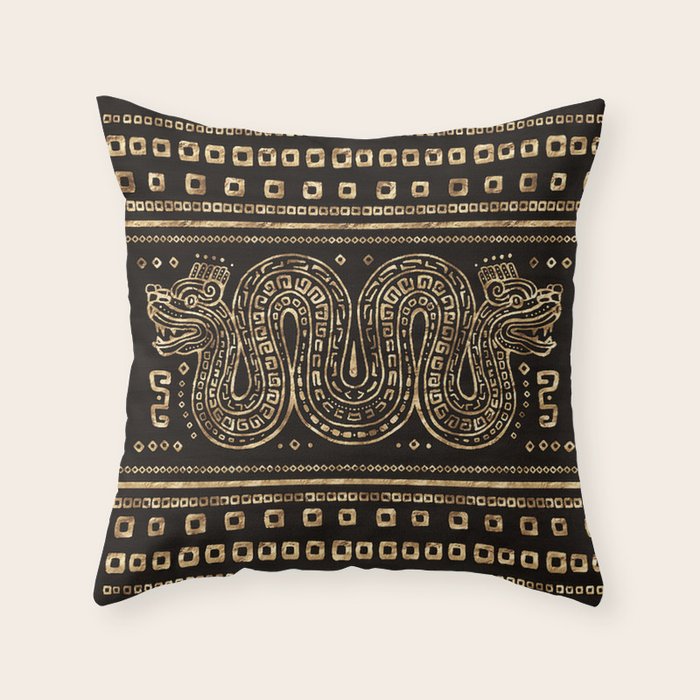 Aztec Double Headed Serpent Deity Throw Pillow Gallery Image 6