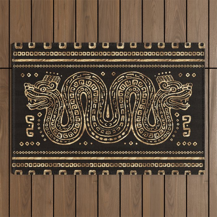 Aztec Double Headed Serpent Deity Outdoor Rug Gallery Image 1